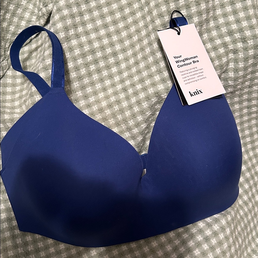 NWT KNIX Wing Woman Contour Bra Women's Wireless Cobalt Blue Sz 6